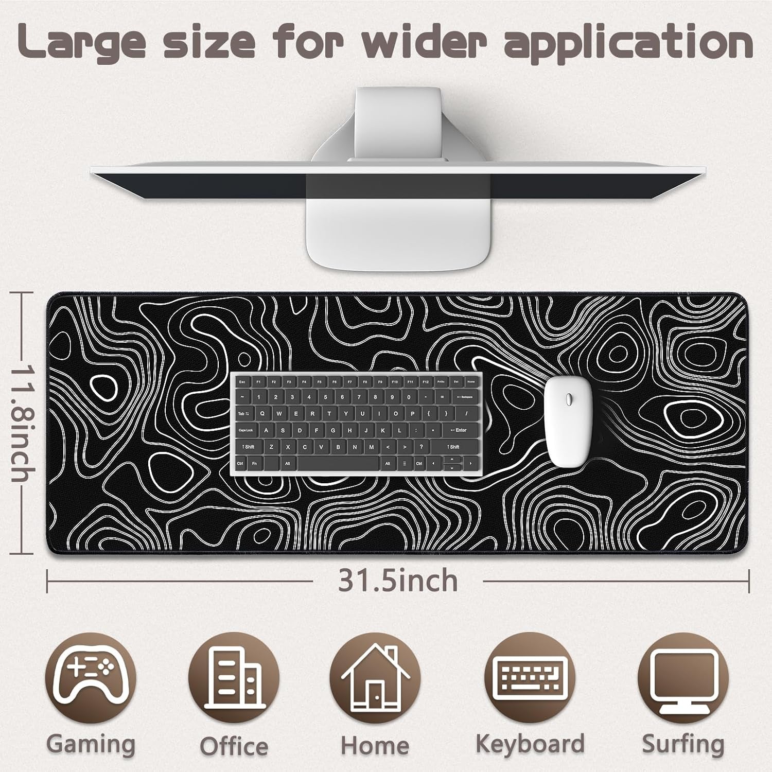 Mouse Pad Gaming - Desk Mat for Keyboard and Mouse - Large Mouse Pad for Desk, World Map Mousepad (31.5 X 11.8Inch) with Non-Slip Base, Desks Pad Mat for Gaming, Office and Home