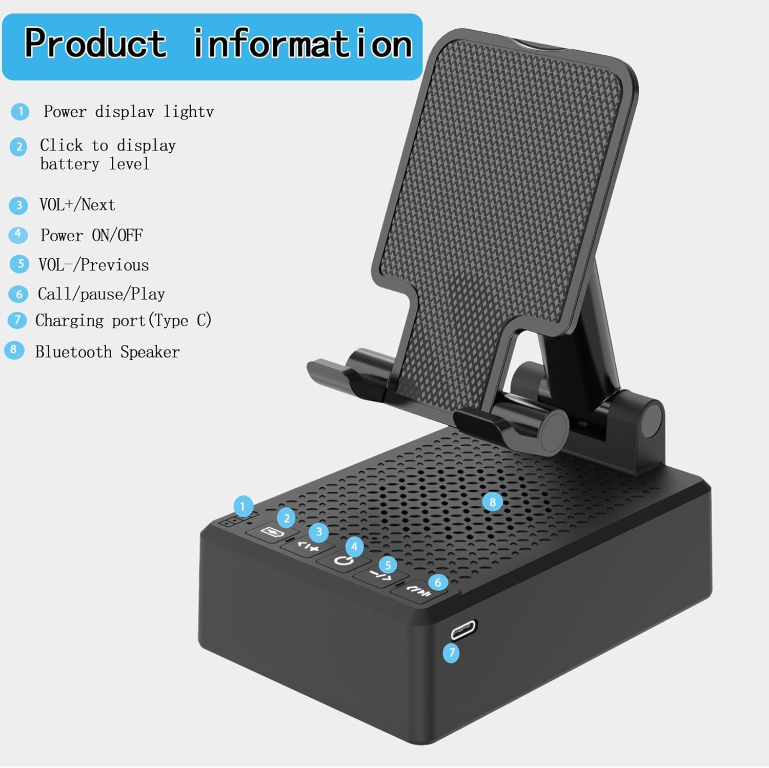 Birthday Gifts for Mother Father ,Cell Phone Stand with Wireless Bluetooth Speaker and Antislip Base HD Surround Sound for Home and Outdoors with Bluetooth Speaker for Desk Compatible with Iphone