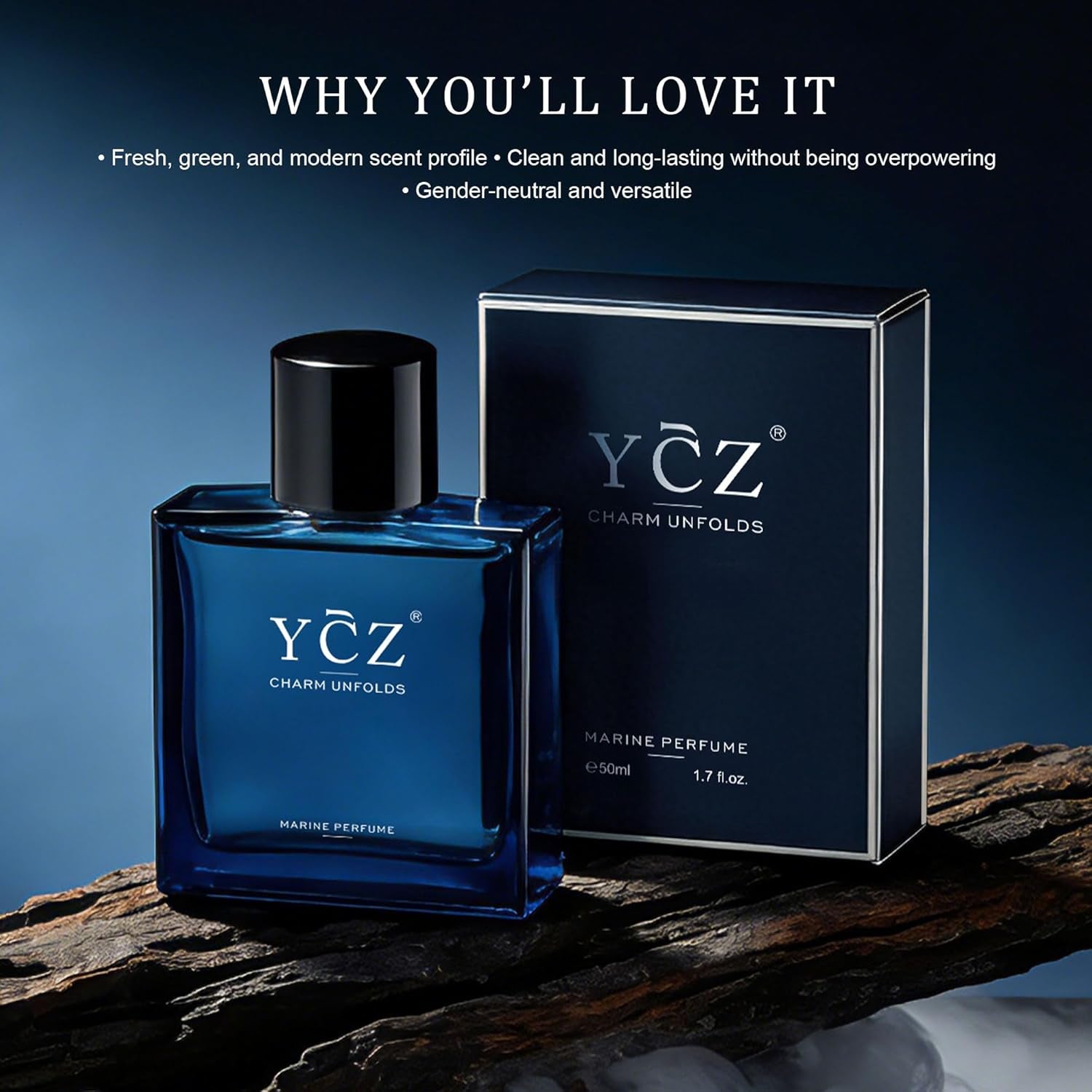 Charm Unfolds Marine Perfume for Men, 1.7 Oz. Long Lasting Eau De Parfum Cologne for Men, Oriental Woody Fragrance - Ideal Special Occasions, Making It the Ideal Gentlemen’S Gift