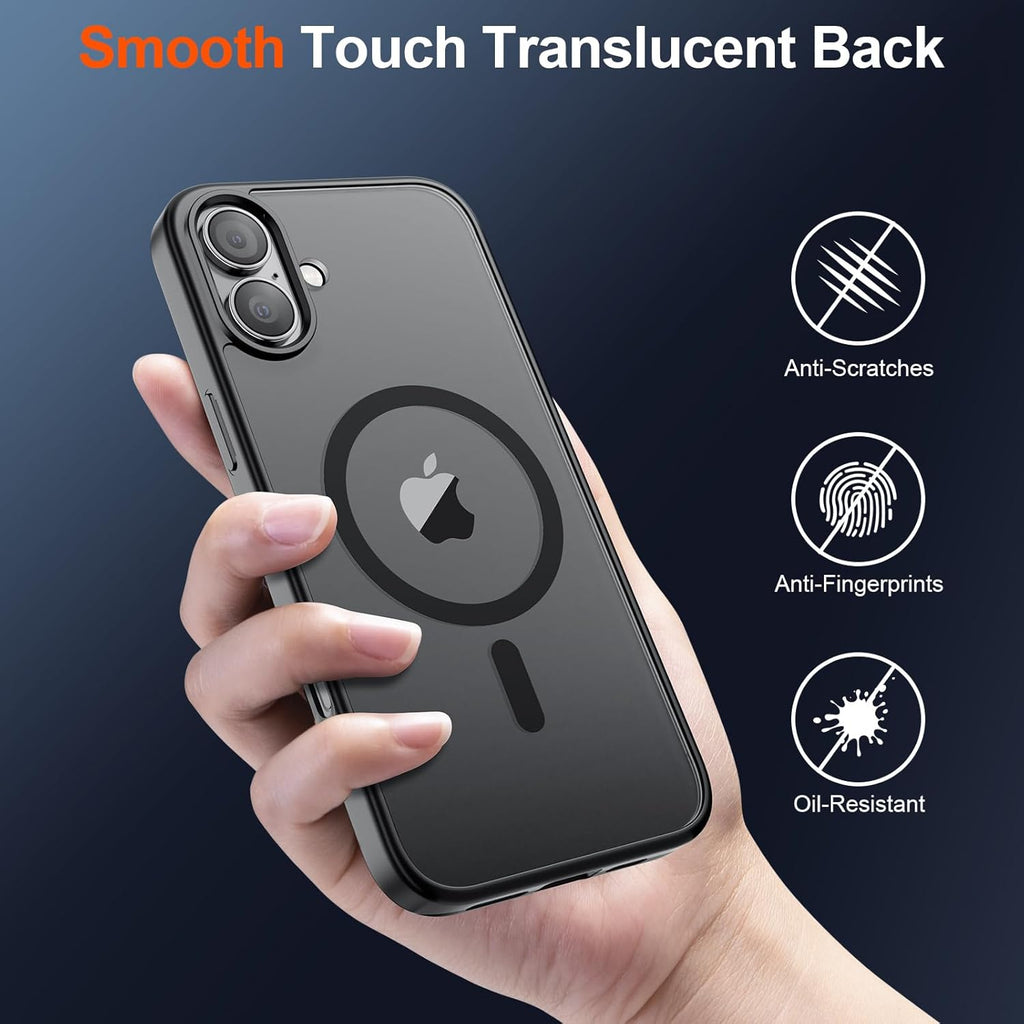 Magnetic for Iphone 17 Case (Compatible with Magsafe)(Military Grade Drop Protection) Translucent Matte Shockproof with Anti-Fingerprint Phone Cover,Black
