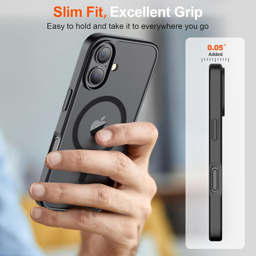 Magnetic for Iphone 17 Case (Compatible with Magsafe)(Military Grade Drop Protection) Translucent Matte Shockproof with Anti-Fingerprint Phone Cover,Black