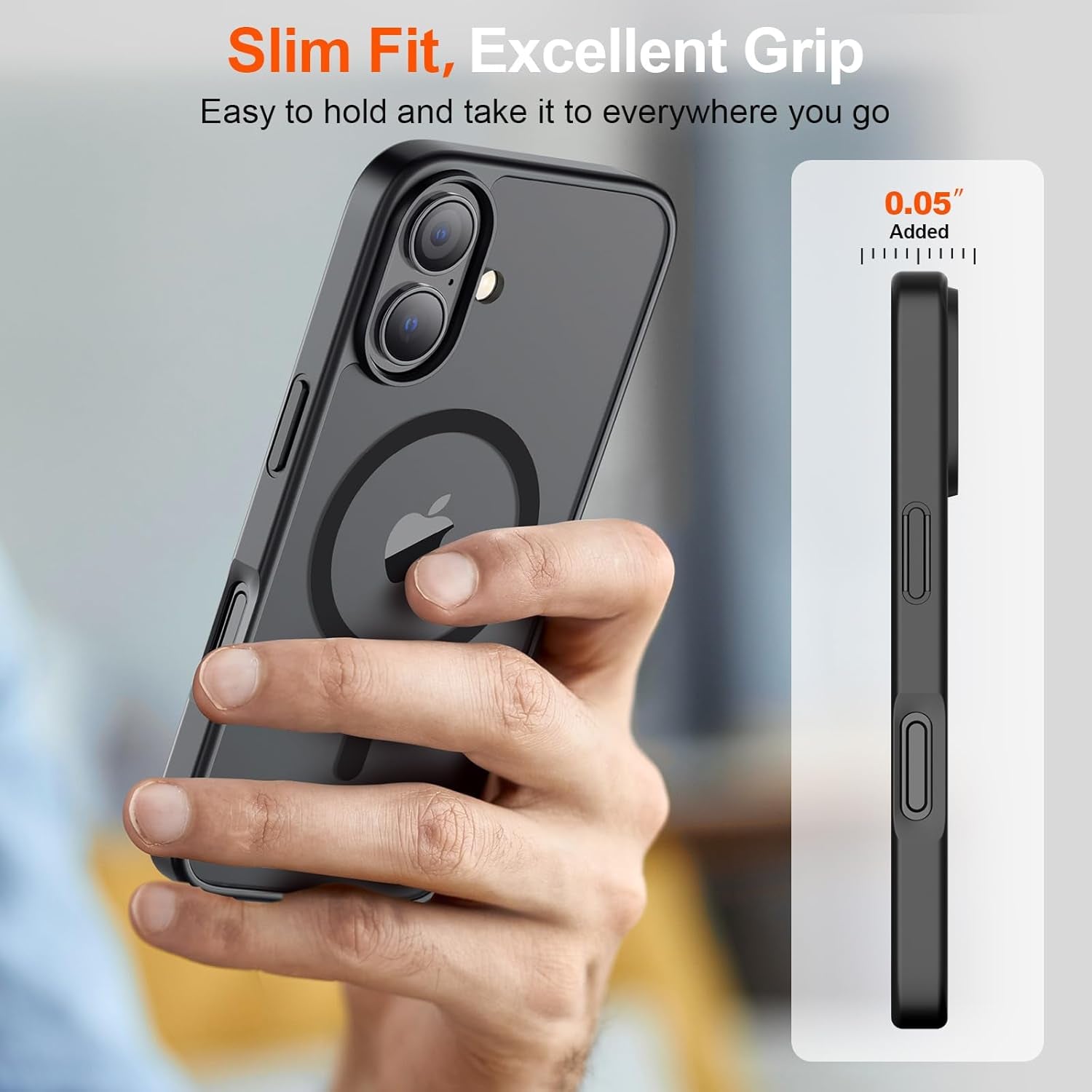 Magnetic for Iphone 17 Case (Compatible with Magsafe)(Military Grade Drop Protection) Translucent Matte Shockproof with Anti-Fingerprint Phone Cover,Black