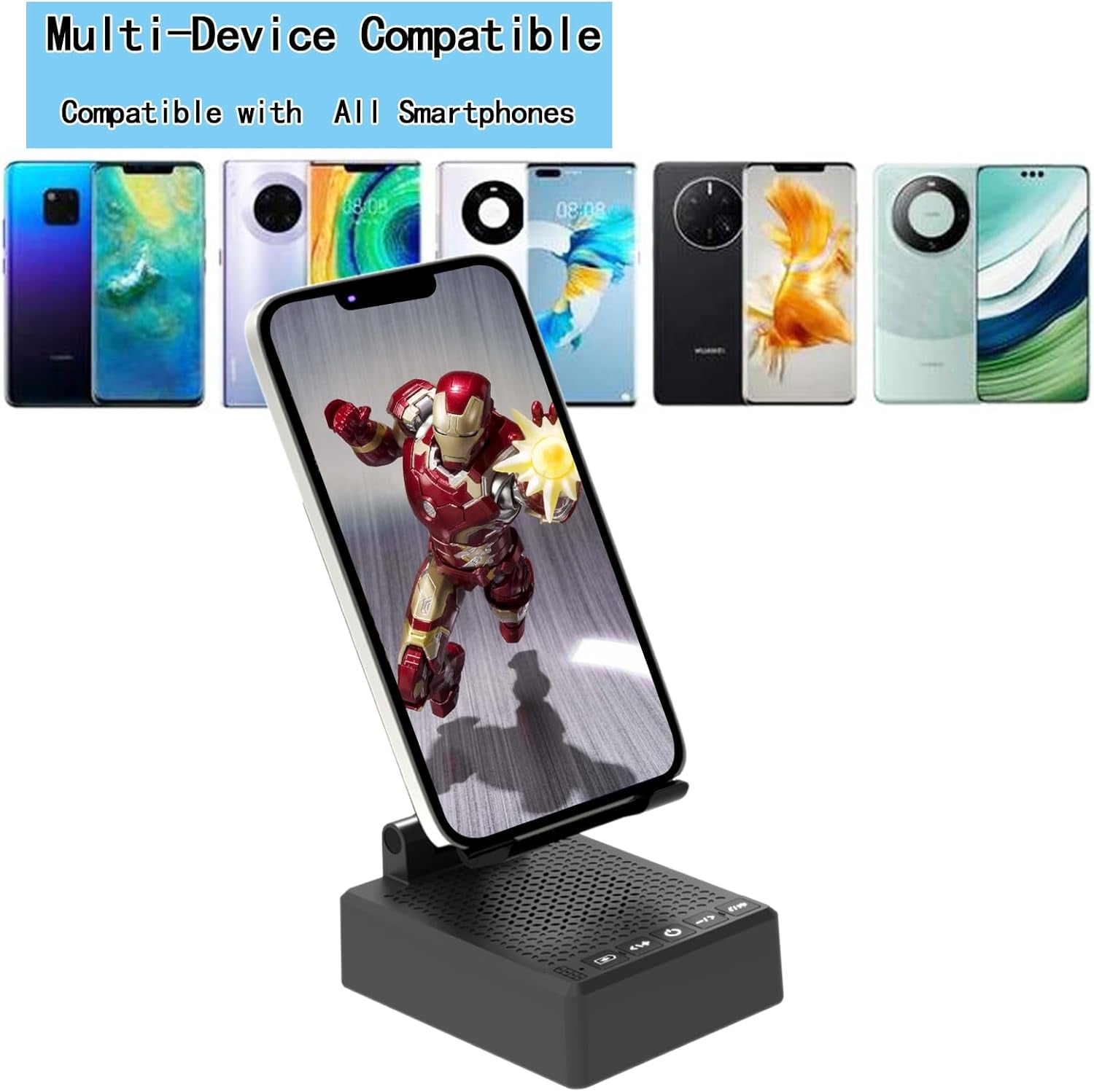 Birthday Gifts for Mother Father ,Cell Phone Stand with Wireless Bluetooth Speaker and Antislip Base HD Surround Sound for Home and Outdoors with Bluetooth Speaker for Desk Compatible with Iphone