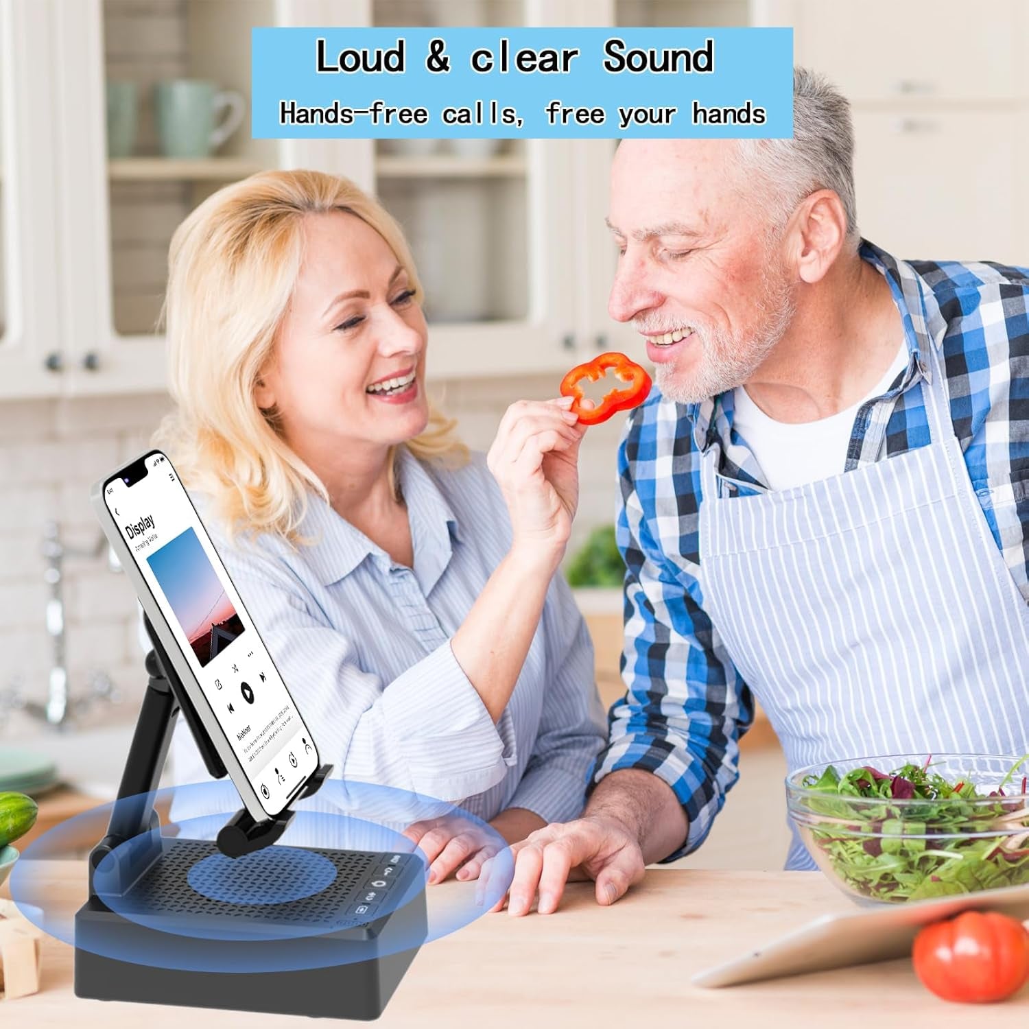Birthday Gifts for Mother Father ,Cell Phone Stand with Wireless Bluetooth Speaker and Antislip Base HD Surround Sound for Home and Outdoors with Bluetooth Speaker for Desk Compatible with Iphone