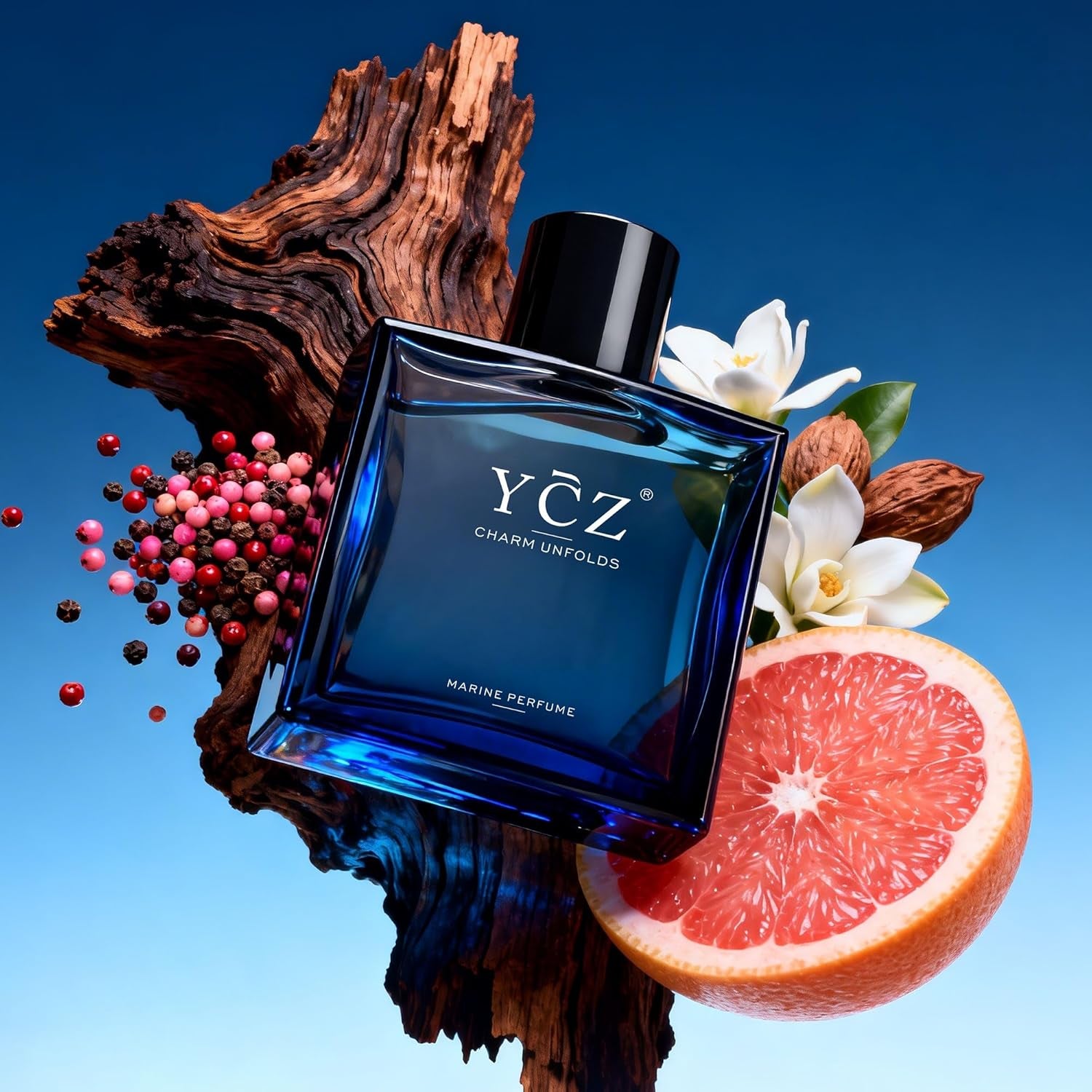 Charm Unfolds Marine Perfume for Men, 1.7 Oz. Long Lasting Eau De Parfum Cologne for Men, Oriental Woody Fragrance - Ideal Special Occasions, Making It the Ideal Gentlemen’S Gift