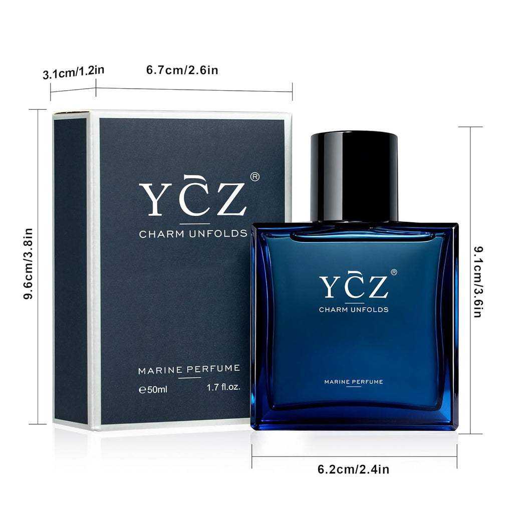 Charm Unfolds Marine Perfume for Men, 1.7 Oz. Long Lasting Eau De Parfum Cologne for Men, Oriental Woody Fragrance - Ideal Special Occasions, Making It the Ideal Gentlemen’S Gift