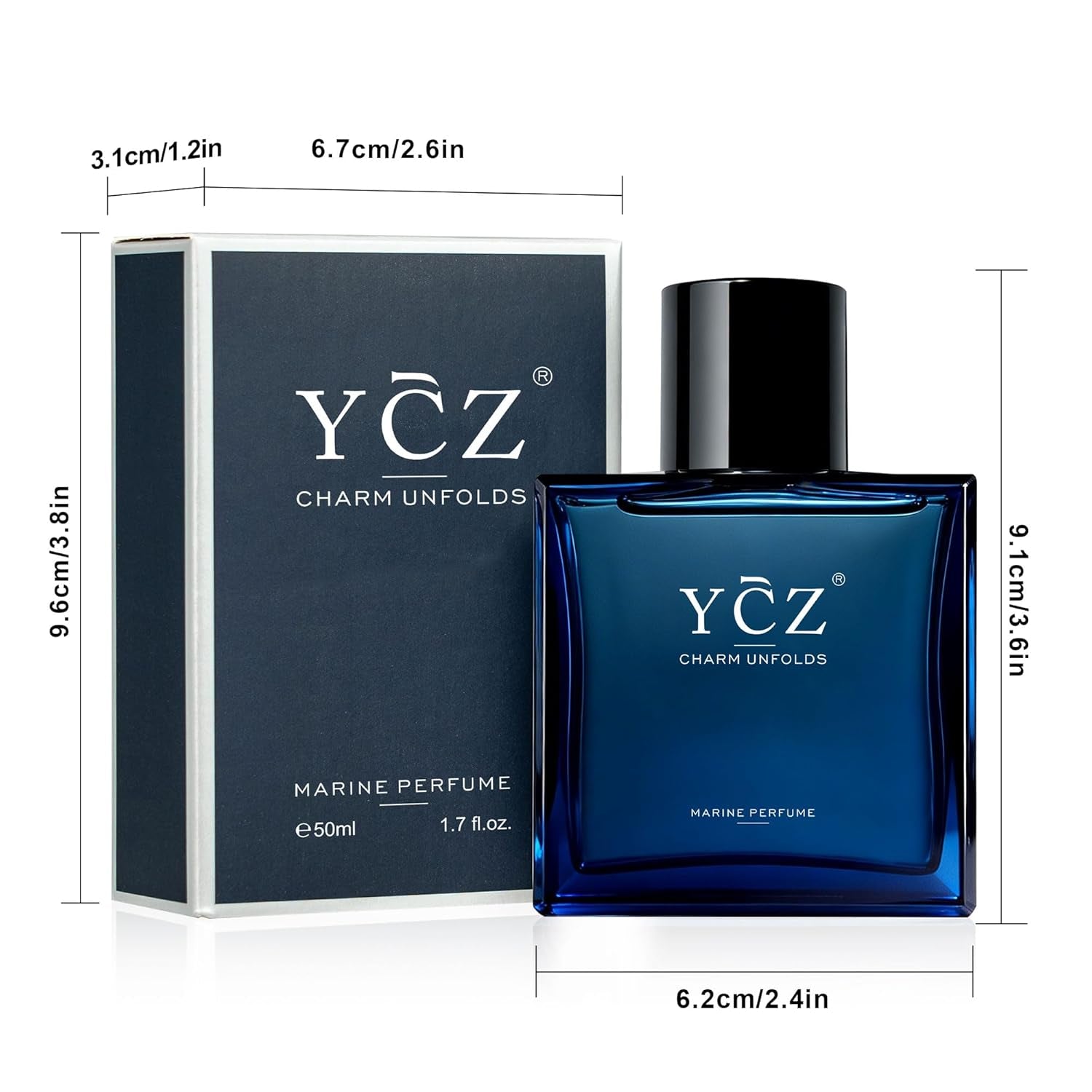 Charm Unfolds Marine Perfume for Men, 1.7 Oz. Long Lasting Eau De Parfum Cologne for Men, Oriental Woody Fragrance - Ideal Special Occasions, Making It the Ideal Gentlemen’S Gift