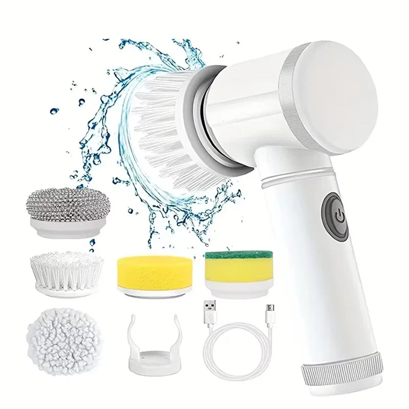 Electric Spin Scrubber, Bathroom Cordless Cleaning Brush Power Scrubber with Replaceable Brush Heads, Electric Cleaning Brush