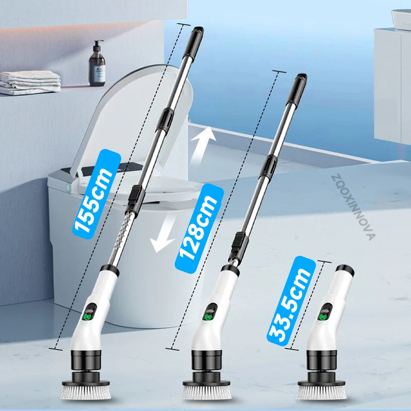 Electric Spin Scrubber, Bathroom Cordless Cleaning Brush Power Scrubber with Replaceable Brush Heads, Electric Cleaning Brush