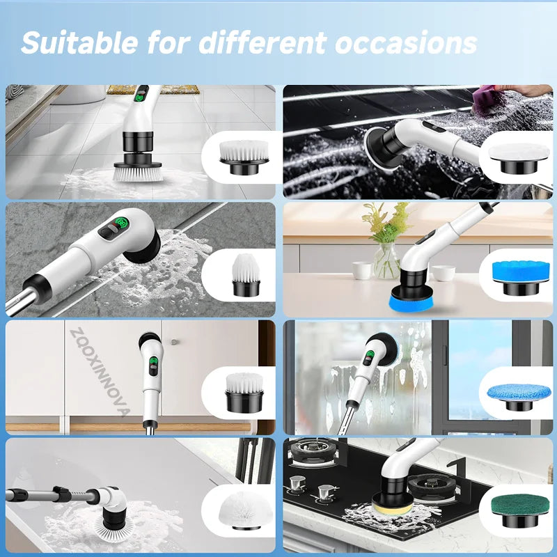 Electric Spin Scrubber, Bathroom Cordless Cleaning Brush Power Scrubber with Replaceable Brush Heads, Electric Cleaning Brush