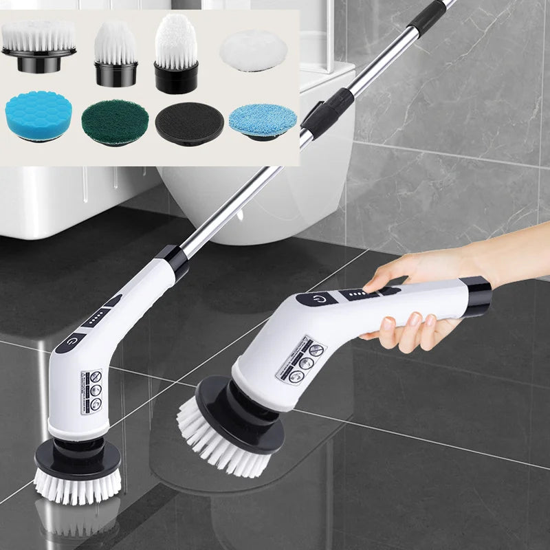 Electric Spin Scrubber, Bathroom Cordless Cleaning Brush Power Scrubber with Replaceable Brush Heads, Electric Cleaning Brush