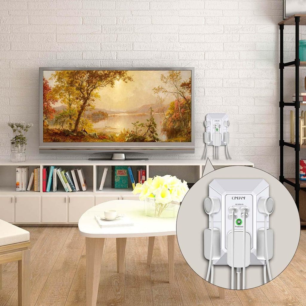 Wall Charger, Surge Protector,  5 Outlet Extender with 4 USB Charging Ports, 3-Sided 1680J Power Strip Multi Plug Adapter Spaced for Home Travel Office